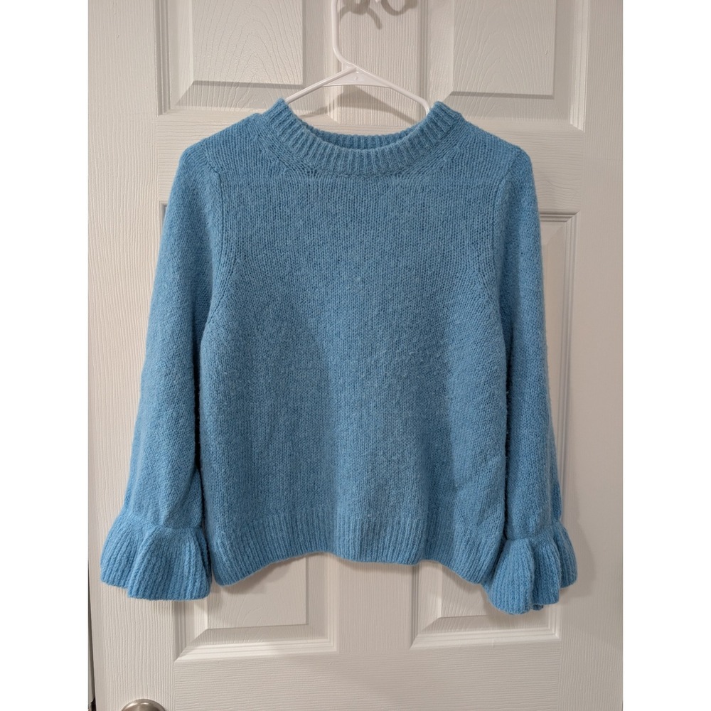 Nation LTD, Antoinette Flounce Wrist Sweater, Sm, Cornflower Blue, Wool/Alpaca - Picture 2 of 7